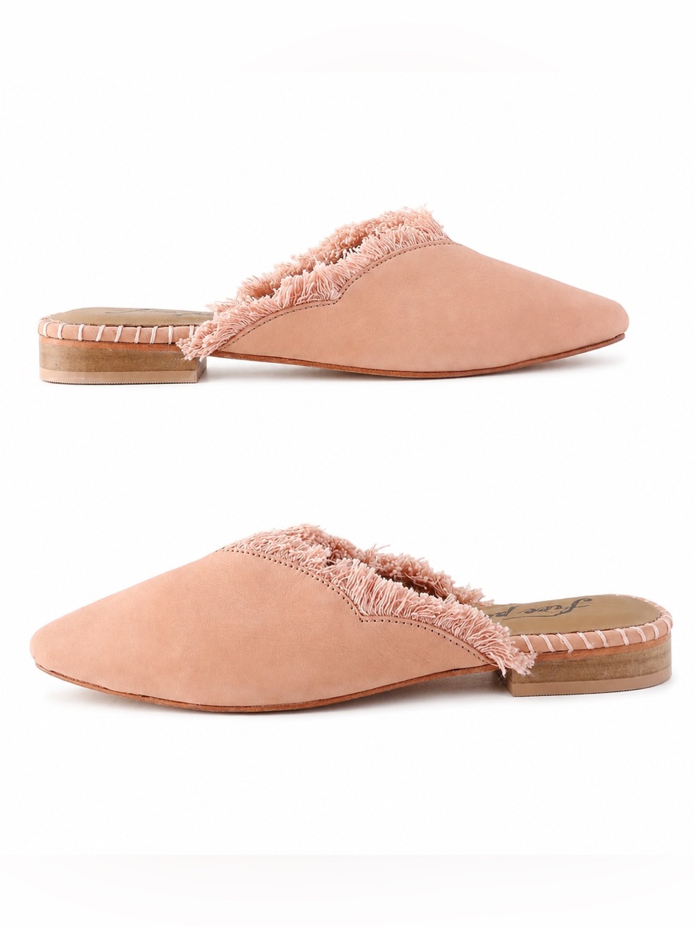 Free People Newport Mules Blush Pink Suede Fringe Slip-On US 6 BNWOT - Picture 4 of 5